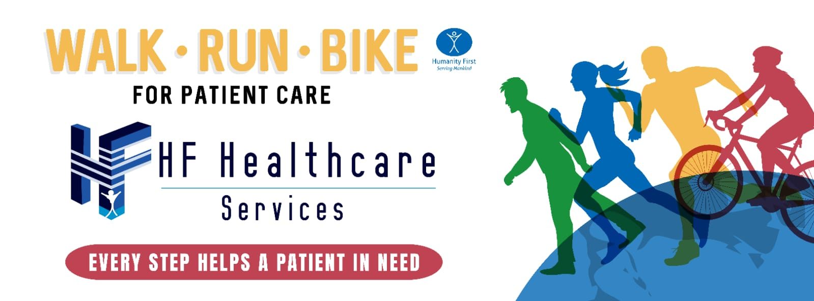 HF Healthcare Global Walk, Run & Bike for Patient Care campaign banner